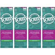 Tom's of Maine Antiplaque Whitening Toothpaste Spearmint 탐스 오브 메인 무불소 안티플라그 화이트닝 치약 스피아민트 155g 4팩, 4개