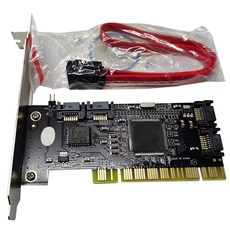 PCI SATA 내부 포트 RAID 컨트롤러 카드 (4 포트) SIL3114 칩셋 케이블 2 개의 SATA 케이블이있는 SATA 케이블, 하나, 검정