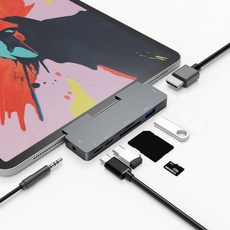 USB허브 ipad pro USB3.1국다용도 DockingStation Type-C전환 HDMI7in1HUB허브, T01-7