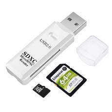 AIYEEN USB20 SDTF 카드 리더기 USB 20 480Mbps 듀얼 슬롯 OTG 메모리 어댑터 TF마이크로 SDSDSDXC마이크로 SDXC마이크로 SDHC 카드용 맥북 프, Card-Reader-2.0-White