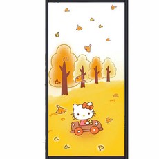 무점착 창문시트지 쿠로미 포차코 폼폼푸린 물로만 붙이는 초간편 자외선차단 유리창 시트지 사생활보호 유리시트지 보호 필름 캐릭터 인테리어 스티커(거울 현관문 욕실 타일 벽 부착가능), 헬로키티