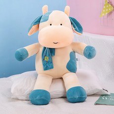 대형 특이한 소 인형 귀여운 애착 포옹 침대 인형, 블루_45cm