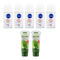 니베아 데오드란트 롤온 드라이 컴포트 + 카밀 핸드크림 클래식 100ml 2개, 5개, 50ml