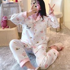 산욕기룩 봄가을 두꺼운 보온 에어 면 산후 수유복 11 달 임부 12