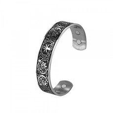 cooltime 고대 북유럽 생명의 나무 Odin 's Raven Magnetic Bracelet Cuff (silver black) coolt