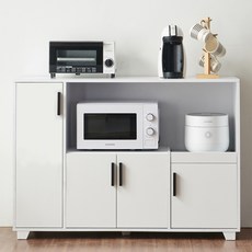 하이앤드리 스타3 도어형 수납 와이드 1200 주방수납장 렌지대 에어프라이어 전자레인지 토스트기, 화이트, 2단