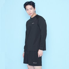 레이플러 남성용 빅사이즈 루즈핏 스몰로고 뱃살커버 래쉬가드 상하의세트 RTM23302+SPM23401