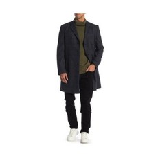 190708 타미힐피거 남자 40R 네이비 Plaid Addison Notch Lapel 울 코트 오버coat Trim