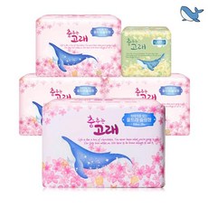 춤추는고래 [춤추는고래] 생리대 중형 24P x 4팩 + 롱(S)라이너10P /106매, 4개 - 고래패드