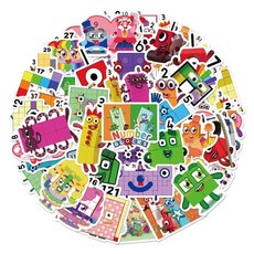 넘버블럭스스티커 매거진 숫자 넘버스 번호 만화 굿즈 다꾸 러닝리소스 세트 Numberblocks 애니메이션 패턴 diy 책 블록 폰꾸 학습, 단일사이즈, 52Numberblocks수학스티커
