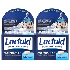 Lactaid Original Strength Lactose 락트에이드 오리지널 스트렝스 락타아제 효소 120정 2팩