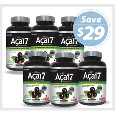 Brazil Acai 7 200 Vcaps 6 PACK 브라질 아사이베리 100배 농축 200정 뉴트리돔 아사이베리 100배 농축 6병 스페셜 캐나다에서 직배송, 6개