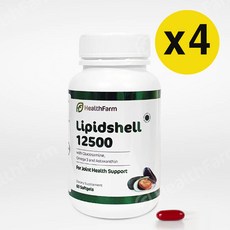 헬스팜 리피드쉘 초록입홍합 12500 60캡슐 4통 / HealthFarm Lipid Shell 12500, 4개, 60정 - 12500