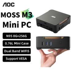 AOC 미니PC 한뼘 컴퓨터 데스크탑 본체 사무용 피씨 주식용 고사양 일체형 올인원 ? MOSS M3 Mini Office Computer PN95 8G 256G, US