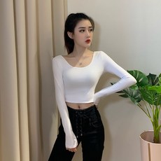 다이나믹피플 여성용 오프닝 크롭 긴팔 티셔츠 2장세트