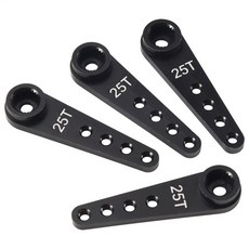 RC 자동차 크롤러 부품용 메탈 익스텐션 스티어링 서보 암 혼 블랙 4 개 37mm 25T, Black, 4개