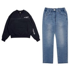 블루테일 [블루테일]AYA2TS02BK/AYA2PT02BU데님팬츠상하세트