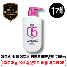 [정품][빠른출고] NEW 아모스 데미지 리페어포스 키토트리트먼트 손상 모발용 750ml 1개 극손상모 단백질 헤어케어 미용실 트리트먼트 헤어팩 부시시 푸석거림 손상케어 복구, 트리트먼트1개