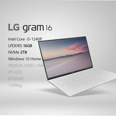 [오늘출발] LG전자 2022 그램16(12세대) 16ZD90Q-EX56K - [프리미엄 패키지+사은품 증정 이벤트], 16GB, WIN 10HOME, 2TB