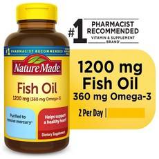 네이쳐 메이드 피쉬오일 1200mg (300소프트젤) Nature Made Fish Oil 1200 mg Omega-3 360mg 300 Softgels, 1개, 300정 softgels 1병