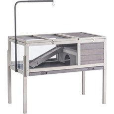Indoor Tortoise House with Detachable Legs 2-Story Design Reptile Cage Tortoise Enclosure with S, Gray, 1개