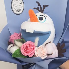 플레어셀레브 올라프인형꽃다발, 나뭇잎올라프 블루포장