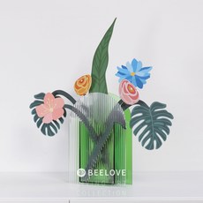 행복한우리 거실장식화병 환상 창홍 리플 아크릴 꽃병 노르딕 모델하우스 진열 장식품 꽃꽂이 칼라 꽃그릇, 환상 - 크리스탈 그린 향내 드플라워