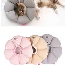 강아지 목 보호대 쿠션 애견 넥카라 상처 깔대기 M, 베이지