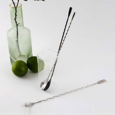 스텐 트위스트 바스푼 30cm 아이스커피 칵테일 하이볼 롱 티스푼, 1개, 바스푼 실버