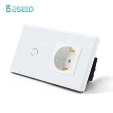 BSEED EU 표준 단일 전원 소켓 터치 스위치 USB 벽 소켓 더블 트리플 쿼드러플 유리, [01] 1Gang plus Socket, 1개