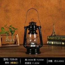빈티지 분위기 감성 캠핑 랜턴 led 호야등 호롱불 차박 클래식 불멍 야산 야전, 높이 24cm 흑색개