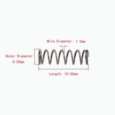 망간강 용수철 압축 스프링 고탄성 흑화 와이어 직경 1.0mm 외부 Dia5-20mm Length10-50mm, [01] 1.0mm 10pcs, [01] 5mm, [05] 30mm, 1개