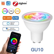 MOES 투야 지그비 GU10 와이파이 스마트 LED 전구 RGB C W 화이트 조도 조절 램프 라이프 앱 제어 음성 알렉사 구글, [03] Zigbee GU10 95-265V, [09] 9 PCS, [01] MOES, 9개