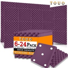 단열 뽁뽁이 창문 TOUO 어쿠스틱 폼 계란 상자 방음 패딩 스폰지 패드 스튜디오 패널 룸 액세서리 6 개 1224, 19) Purple - Medium Density -, 19) Purple - Medium Density -