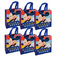Disney Mickey Mouse Reusable 12-inch Tote Bags 6-Pack Party Set One Size Blue Red null