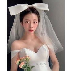왕리본 촬영소품 셀프 웨딩 면사포 베일 브라이덜샤워///
