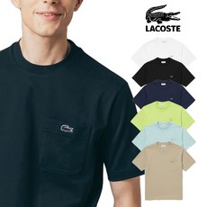 라코스테 LACOSTE 포켓 라운드 로고 반팔 티셔츠