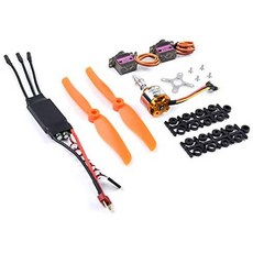 Readytosky A2212 2200KV 브러시리스 모터 + 40A 2-3S ESC + MG90S 9g 메탈 기어 서보 +6035 RC 고정 날개, 단색_One Size, 단색_One Size, 단색