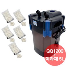 QQ아쿠아 외부여과기 QQ1200 BC1200 + 여과재 5리터 풀세트