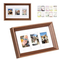 Wogozan WOGOZAN 후지 폴라로이드 인스탁스 미니 12/11/99/EVO 인스턴트 카메라용 7.6cm(3인치) 필름 사진 프레임 나무 5.8 x 8.9cm(2.2 3.4, 3 Pack-2.2x3.4 IN, 브라운, 1개
