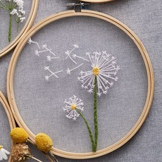 DIY 투명 꽃 프랑스자수 패키지 집순이 초보 취미 레이스 방콕 세트 집콕 키트, 패키지3 + 20 cm 대나무 틀