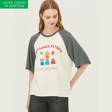 베네통 배색 래글런 썸머 티셔츠 BATSA9331