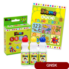 Diome 도트물감 3색 세트+컬러링 북 교육 미술책