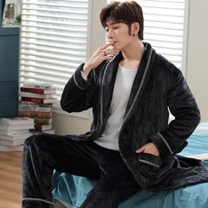 3초가운 이케아샤워가운 플란넬 잠옷 여성 가을과 겨울 긴 이케아목욕가운 극세사수면잠옷
