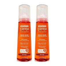 Cantu Wave Whip 컬링 무스 모발용 순수 시어 버터 함유 248.4ml(8.8온스) (2팩) (포장은 다를 수 있음), 2개, 248ml