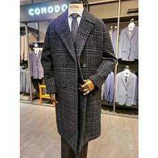 [코모도스퀘어] 멀티 체크 패턴 더블 코트 - R9519406023