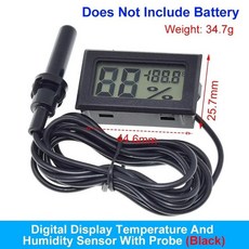 미니 LCD 디지털 온도계 냉동고 온도-50-110 ℃ 냉장고 온도계 실내 및 실외 방수 프로브, 3. FY-12 Black, 1개