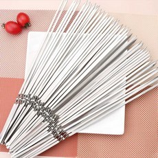 양꼬치 바비큐 바늘 바베큐 그릴 꼬치 스테인레스 꼬챙이, 3.스틸플랫스틱 35cm 1.1mm(100개), 1개