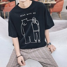 문컬렉션 5부티 오버핏 반팔티 베어위드미 빅사이즈M~5XL 남성 남자 반팔 티셔츠