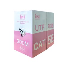 인네트워크 CAT.5E UTP 옥외용 제작용 랜케이블 300M 블랙 IN-5UOD300BX 박스타입 2중피복 24AWG 기가비트 1Gbps 100MHz, 1롤